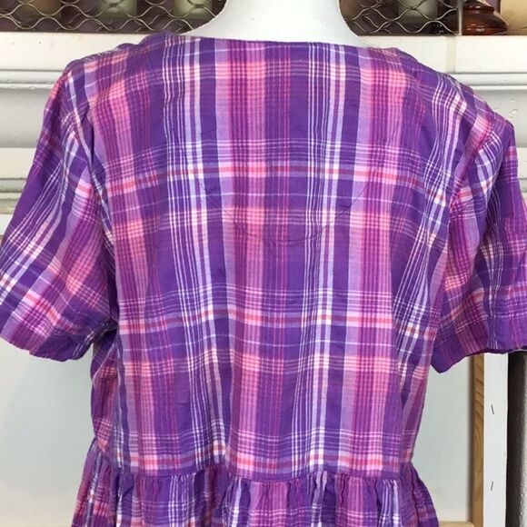 VTG Plaid cotton Grandma snap dress w/pockets Mrs. Roper mint condition - Picture 6 of 9